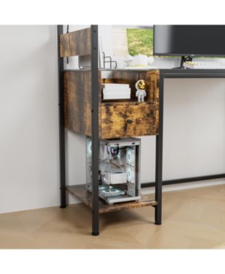 Brown Study Desk with Power & Storage