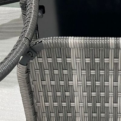 Rattan Side Table, Outdoor End Table with Storage Shelf, Aluminum Frame Square, Coffee Table with Tempered Glass Top, Mixed Gray