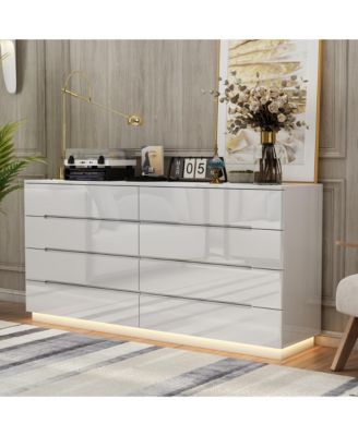 8-Drawer Wood LED Storage Organizer Chest of Drawers