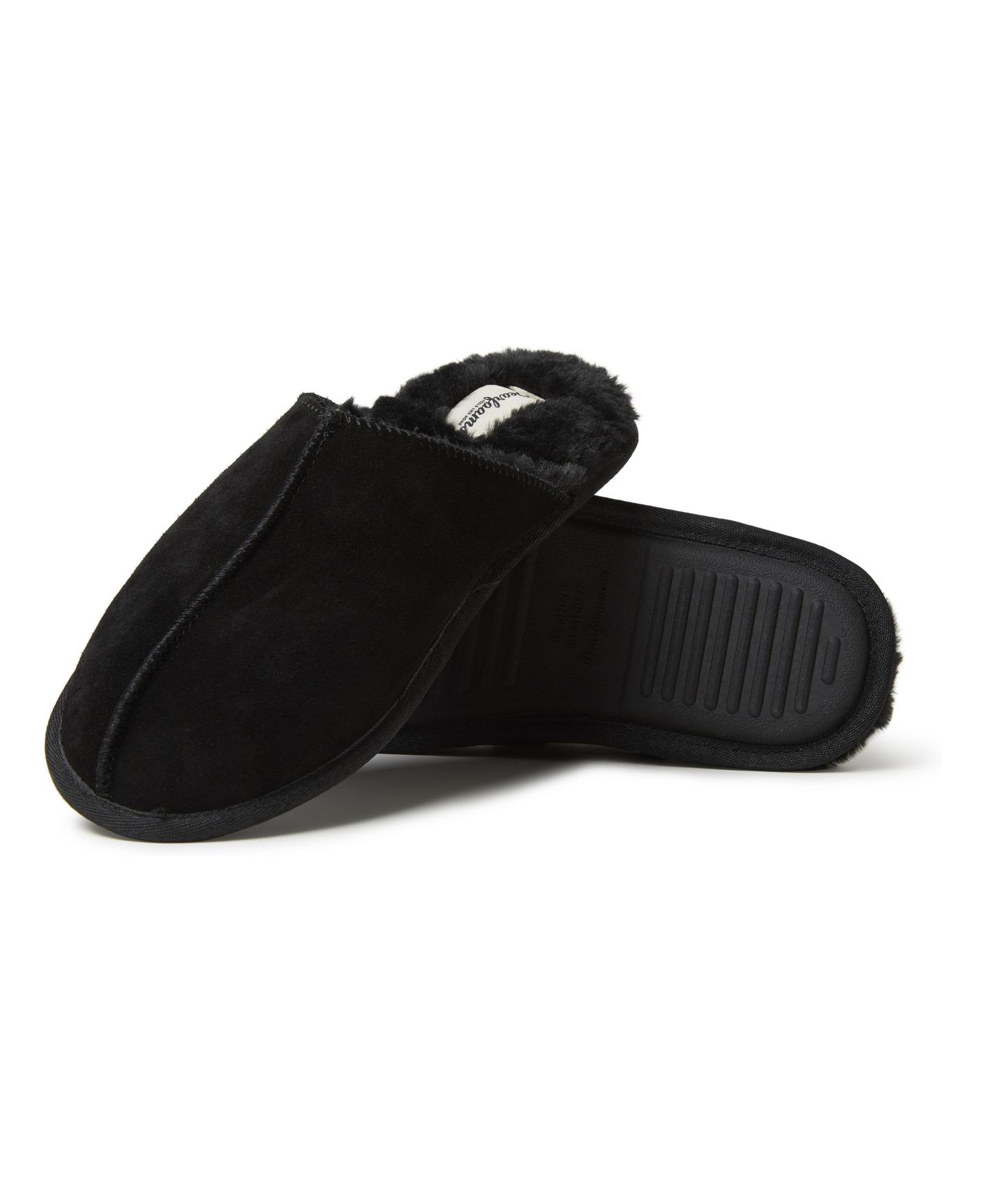 Мужские тапочки Dearfoams Bradford Genuine Suede Scuff House Slipper, цвет: Чёрный — фото 4