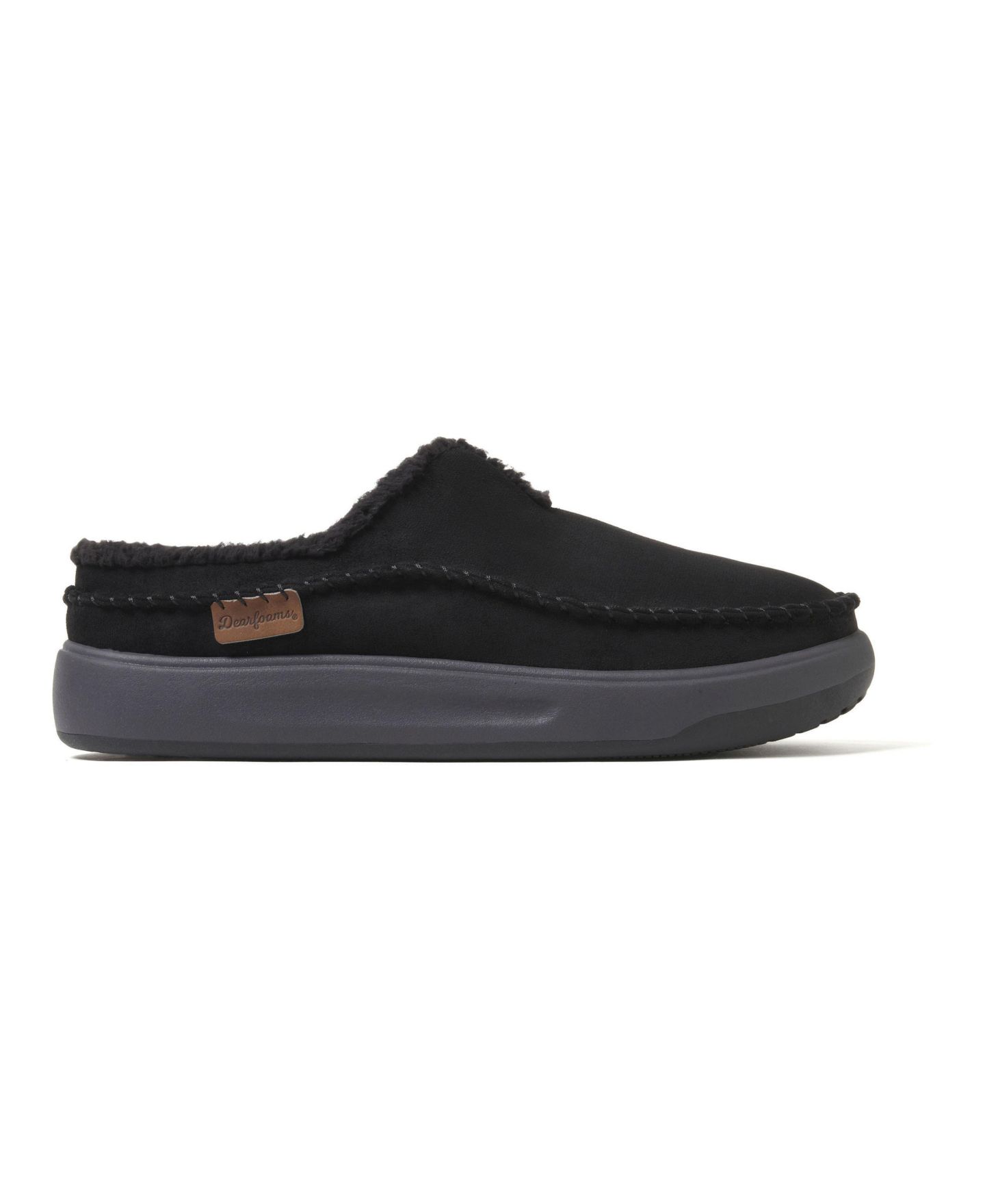 Мужские сабо Dearfoams Elm Energy Return Moccasin Toe Clog House Shoe Slipper, цвет: Чёрный — фото 2