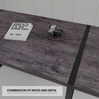 Streamdale 1 Pc MDF Dining Table, 59" Industrial Style with Metal Frame – Dining Room Furniture