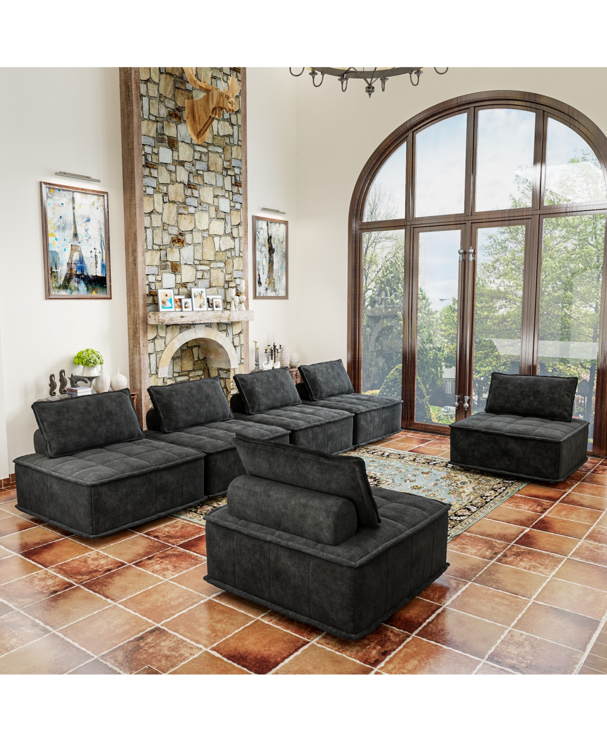 Streamdale Furniture 6-Piece Modular Sectional Couch, Oversized Sofa with Flexible Configuration, Ideal for Spacious Living Rooms, Entertainment Zones
