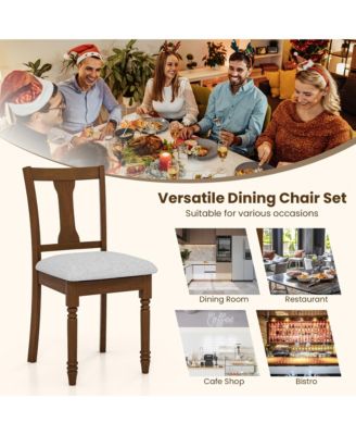 Set of 4 Upholstered Wooden Dining Chair w/ Seat Storage Space Brown