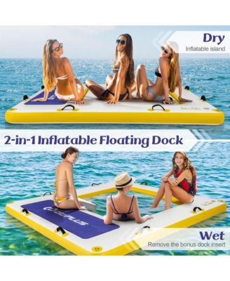 8 ft x 8 ft Inflatable Floating Dock with Mesh Swim Lounge Removable Insert