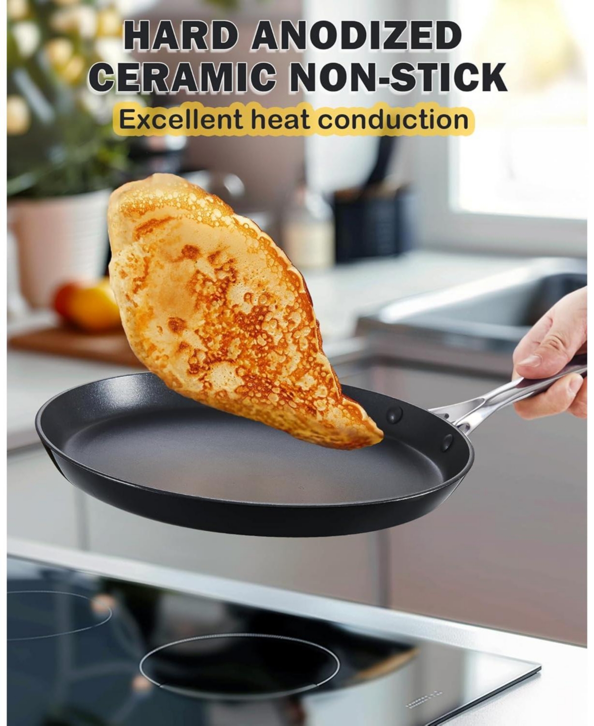 Cooks Standard Hard Anodized Ceramic Nonstick Griddle Dosa Tawa Tortilla Skillet Pan