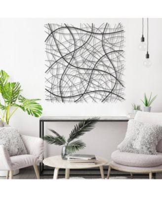 Large Black Abstract Square Metal Wall Decor