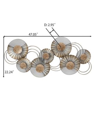 47" W Distressed Metal Modern Flower Wall Decor