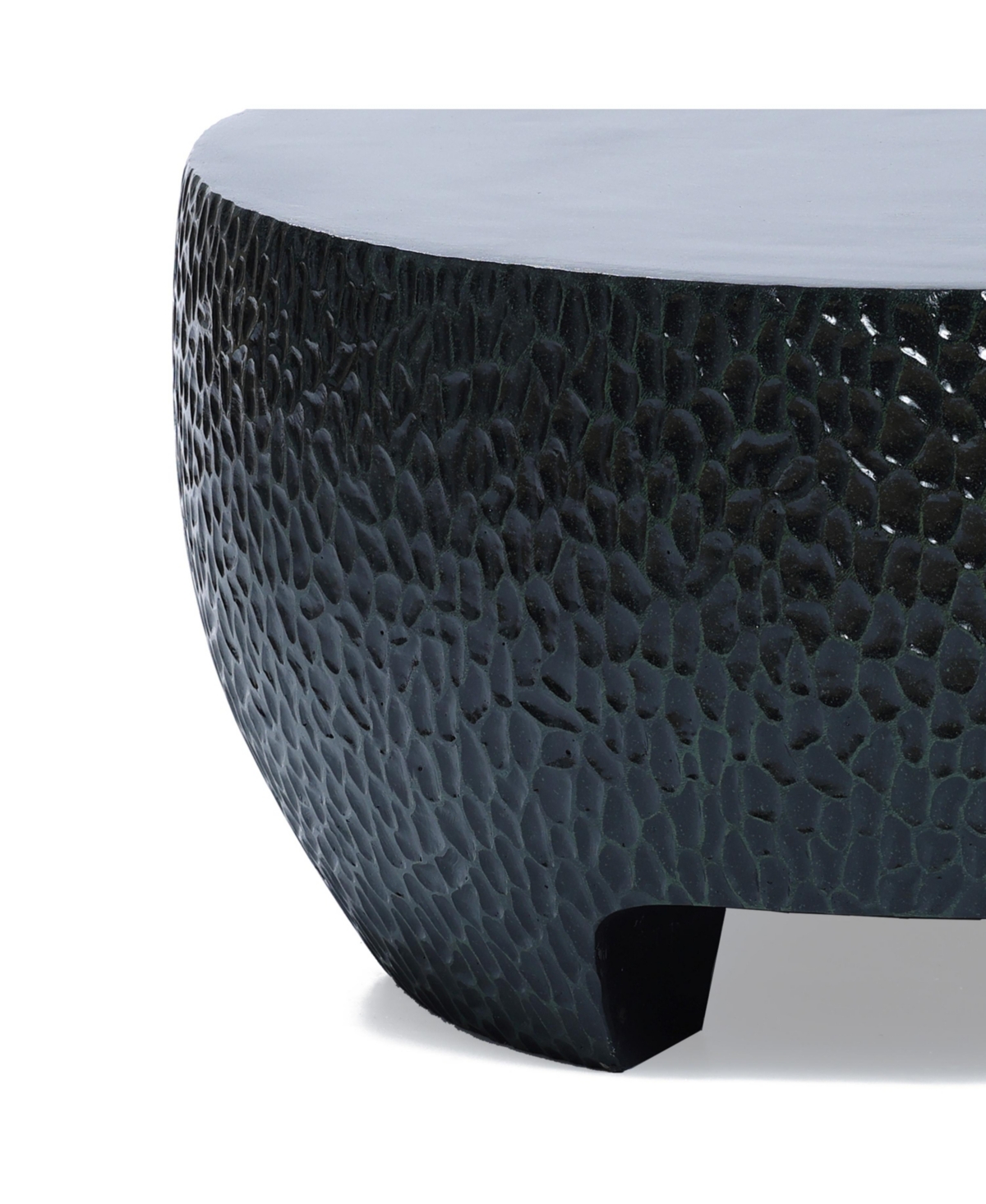 LuxenHome ModCement Round Outdoor Coffee Table - Black
