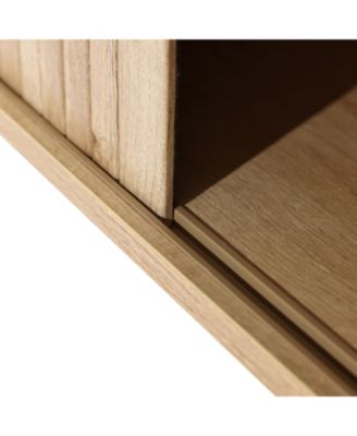 1 PC MDF Wood Modern TV Stand with Storage and Slatted Sliding Doors for TVs Up to 65" TV Stand