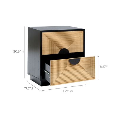 2-Drawer Manufactured Wood Mid-Century Modern Boho Side Table with Storage