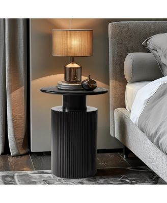 Black Finish Fir and MDF Wood Accent Round Table