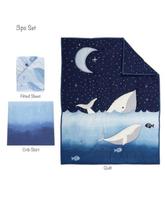 Bubbles & Squirt 3-Piece Whale/Ocean Aquatic Baby Crib Bedding Set