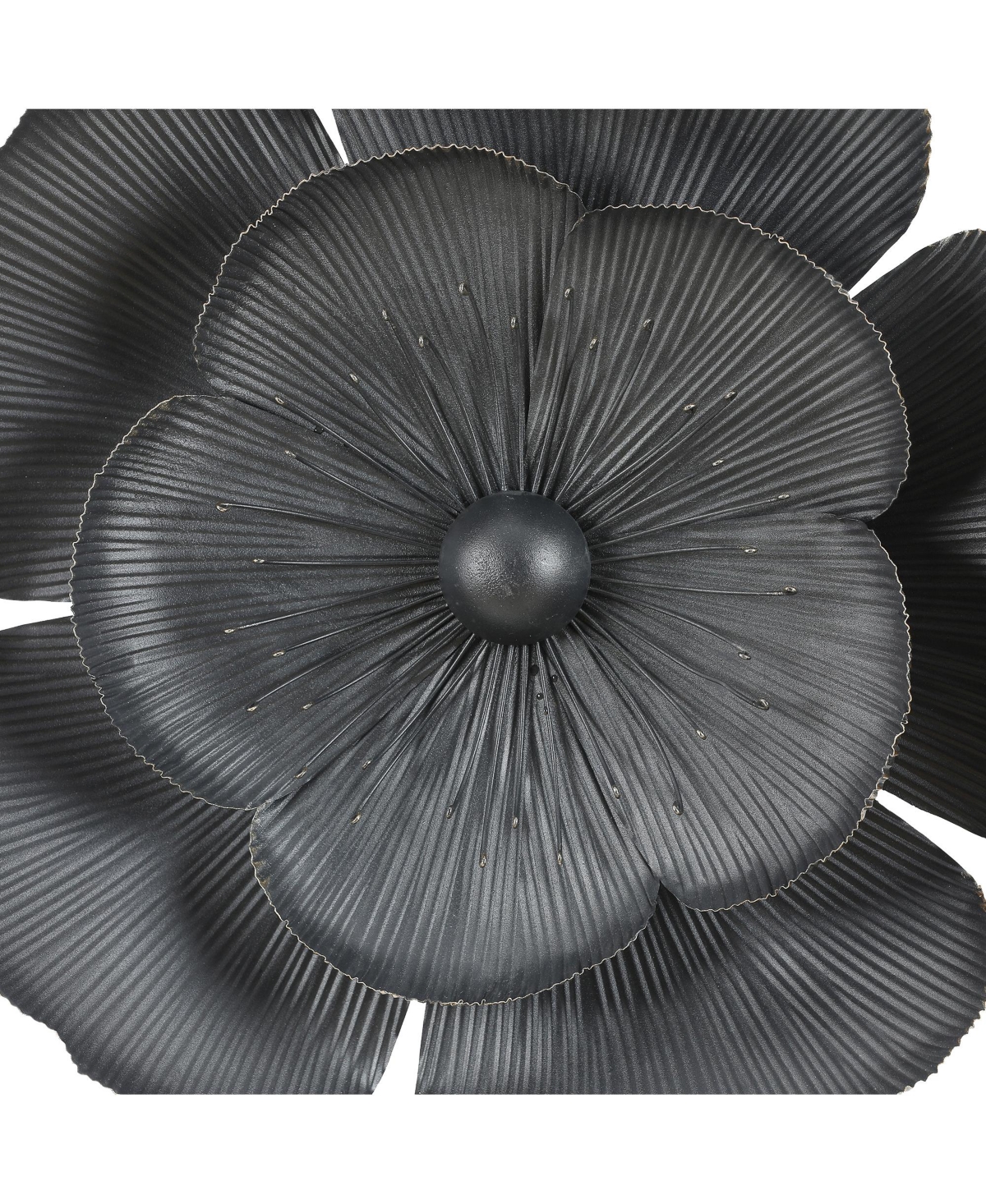LuxenHomewith Gold Metal Flowers Wall Decor (Set of 3) - Black