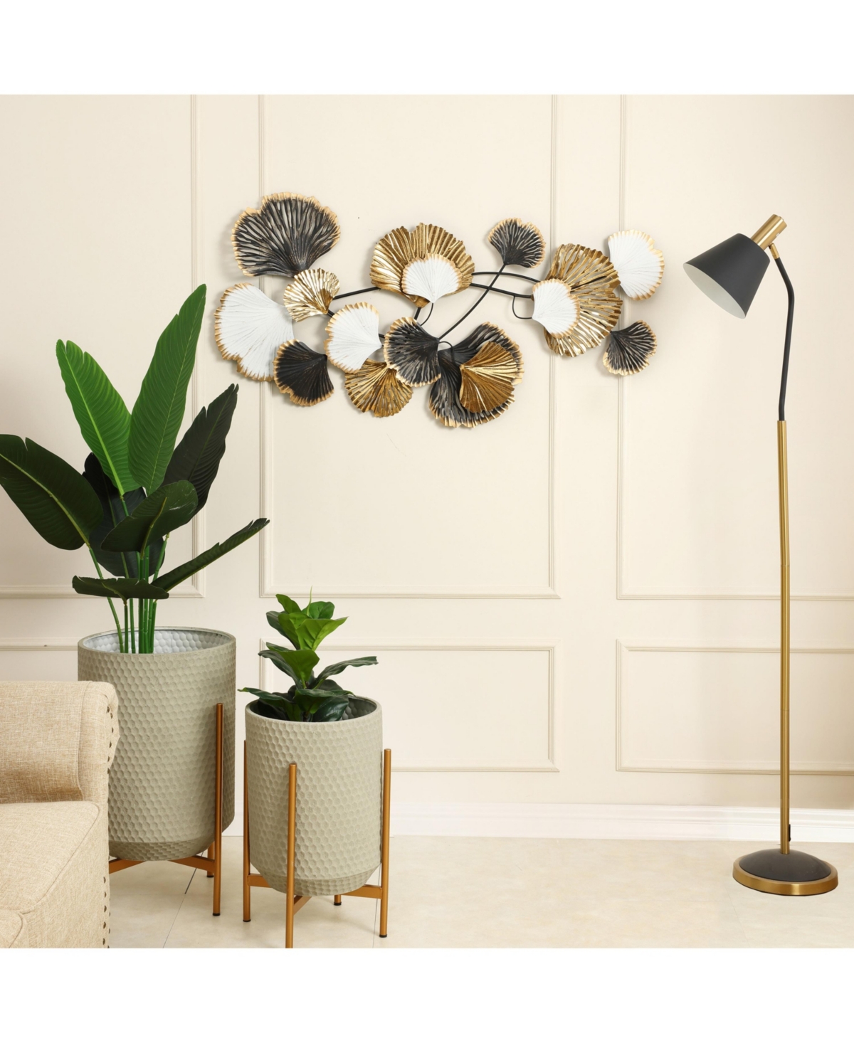 LuxenHome Metal Ginkgo Leaves Modern Wall Decor - Multi-color