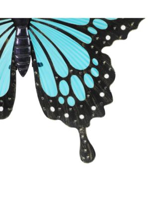 Blue Butterfly Glass and Metal Outdoor Wall Decor