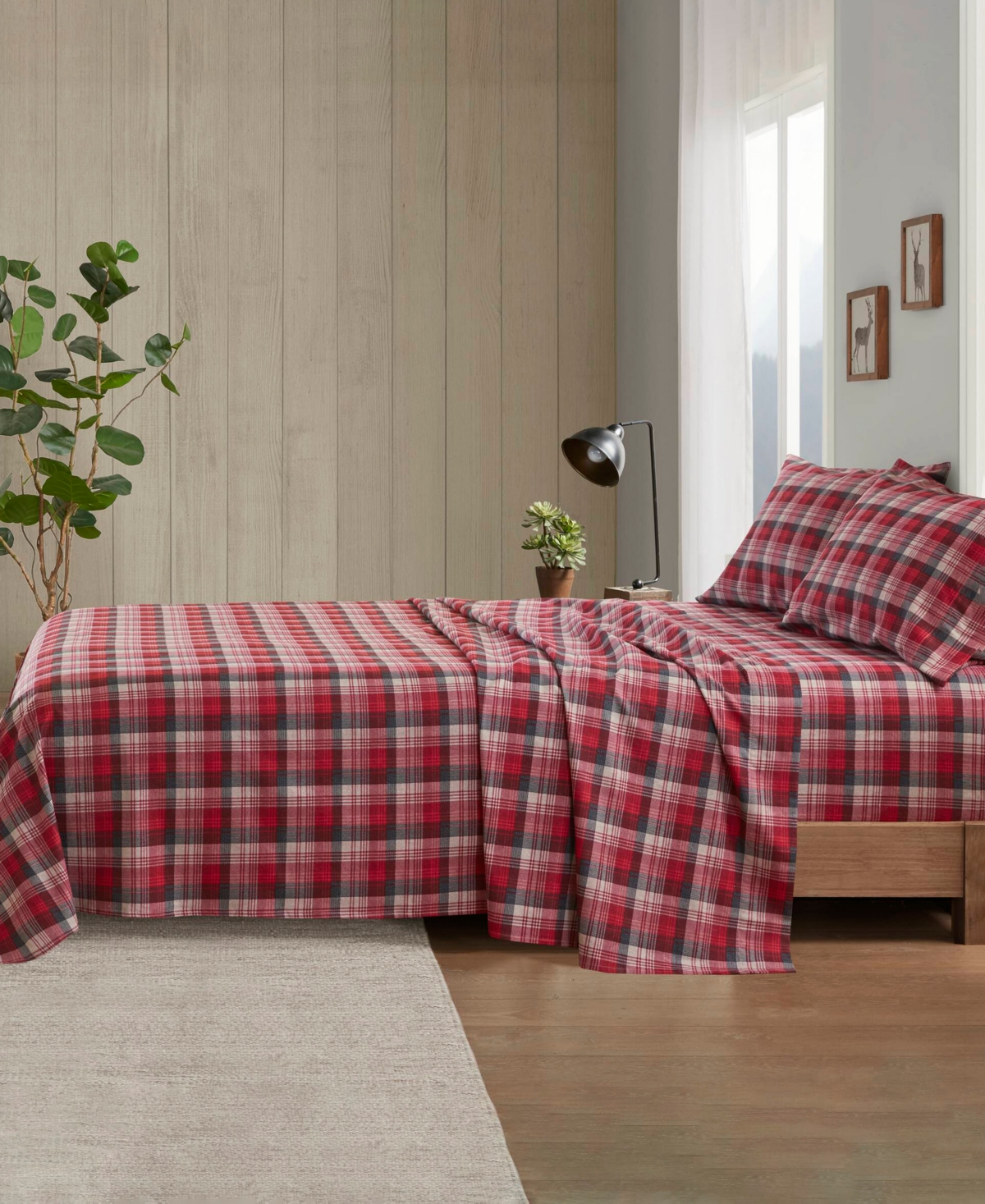 Woolrich Printed Flannel 4-pc. Sheet Set, Full In Red Plaid
