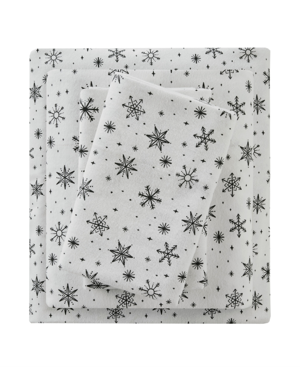 Beautyrest Extra Deep Pocket Cotton Flannel 4-pc. Sheet Set, California King In Black Snowflakes