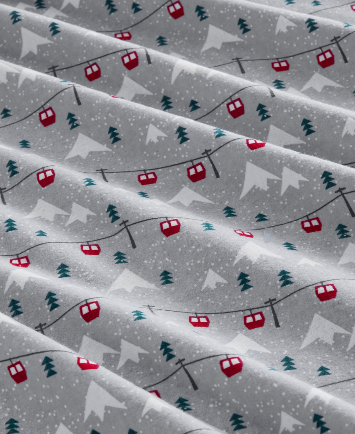 Woolrich Printed Flannel 3-pc. Sheet Set, Twin In Grey Ski Jump