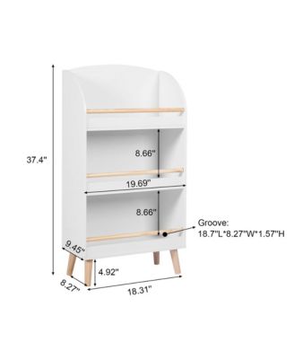 Children's Multi-Functional 3-Shelf Bookcase Toy Storage Bin, White