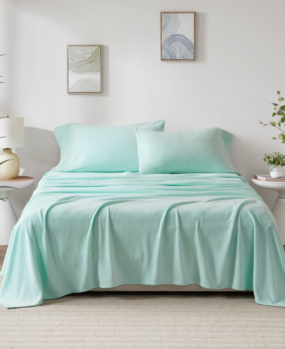 Sleep Philosophy Micro-fleece 4-pc. Sheet Set, California King In Aqua