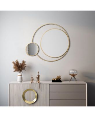 Orbit Modern Gold Metal Frame Round Wall Mirror