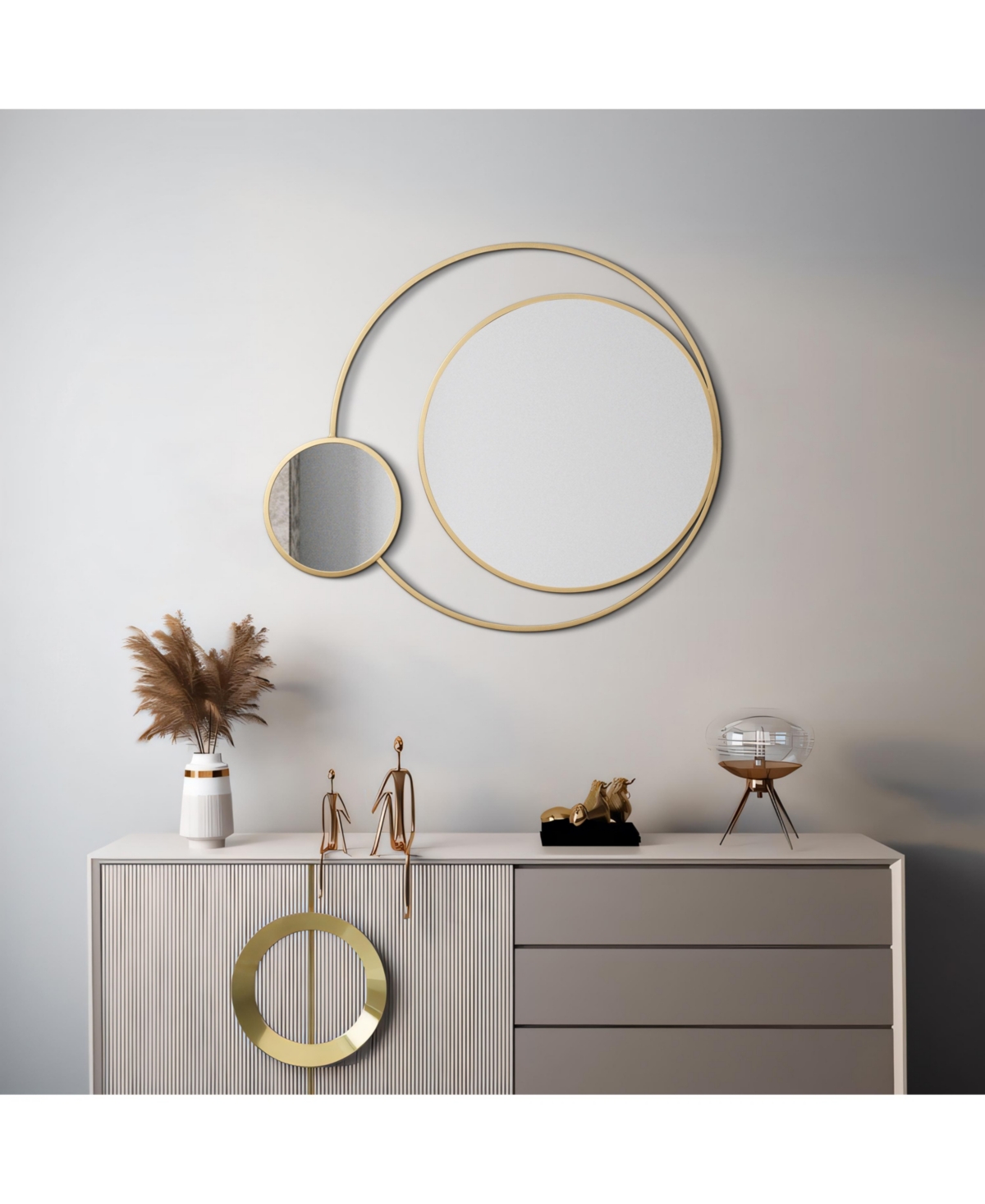 LuxenHome Orbit ModernMetal Frame Round Wall Mirror - Gold