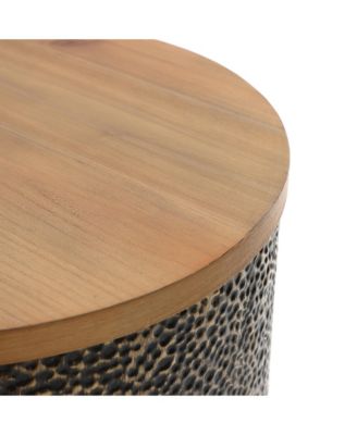 Black and Gold Hammered Iron Metal Table with MDF Wood Top