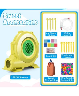 5-in-1 Inflatable Bounce House with Slide Splash Pool Ball Pit & Basket Hoop