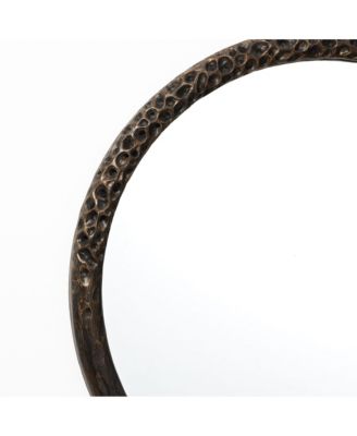 32-Inch Round Brown Crater MgO Frame Wall Mirror