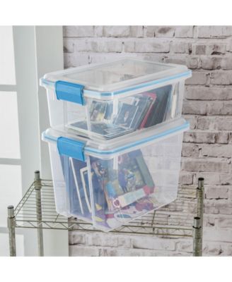 20 Quart Gasket Box, Stackable Storage Bin with Latching Lid, 6 Pack