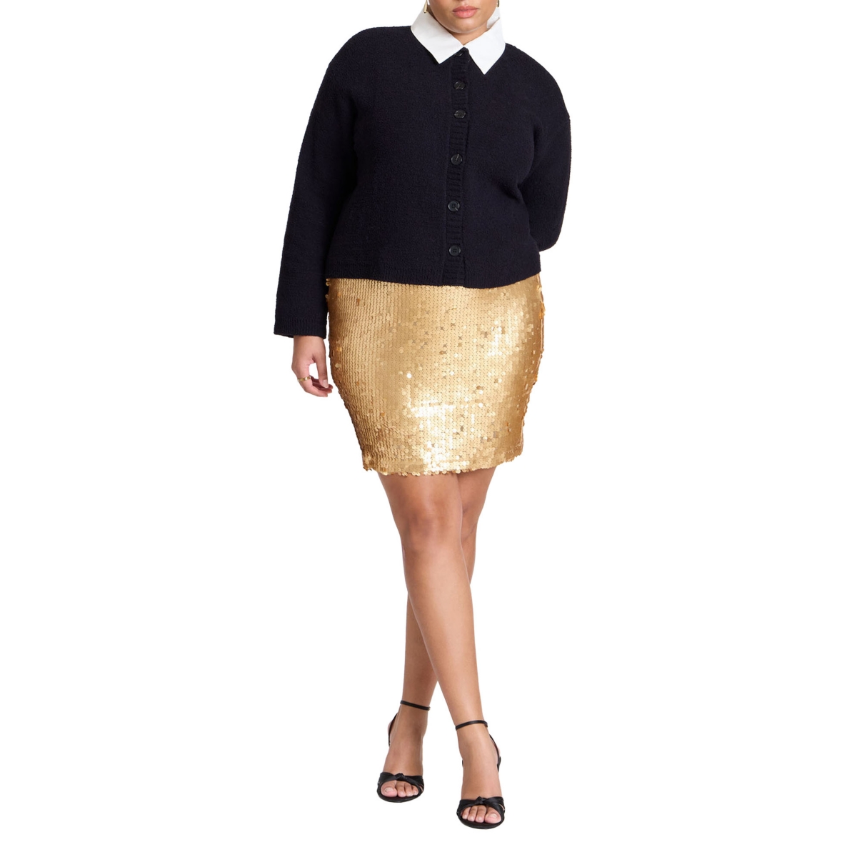 Plus Size Paillette Sequin Mini Skirt - Gold