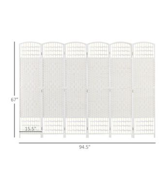 6 Panel Room Divider, Folding Privacy Screen, 5.6' Room Separator, Wave Fiber Freestanding Partition Wall Divider for Rooms, Home, Office, White