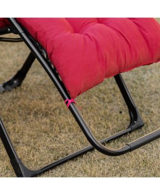 Zero Gravity Chair, Folding Reclining Lounge Chair with Padded Cushion, Side Tray for Indoor and Outdoor, Supports up to 264 lbs., Red