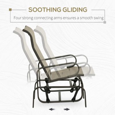 Outdoor Glider Chair, Gliders for Outside Patio with Smooth Rocking Mechanism and Lightweight Construction for Backyard, Tan