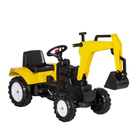 Детская игрушка Streamdale Furniture Pedal-Powered Excavator Digger Ride-On Toy, 77 lbs. Capacity, 3–6 лет, цвет: Жёлтый