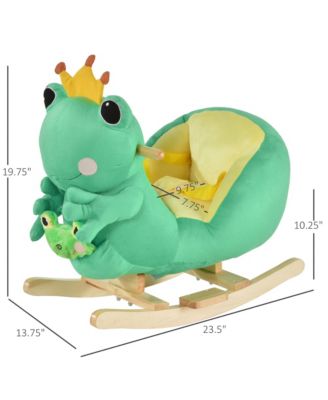 Kids Ride-On Rocking Horse Toy Frog Style Rocker with Fun Music, Seat Belt & Soft Plush Fabric Hand Puppet for Children 18-36 Months