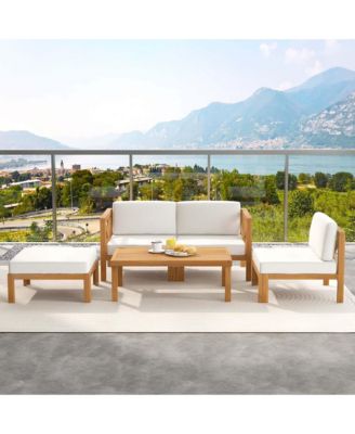 5 PCS Outdoor Conversation Furniture Set with 3 Chairs 1 Ottoman 1 Coffee Table