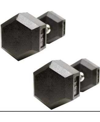 Barbell Rubber encased Hex Dumbbell Weights with Metal Handles for Strength Training, Full Body Workout. Sold as a Pairs, 60lb