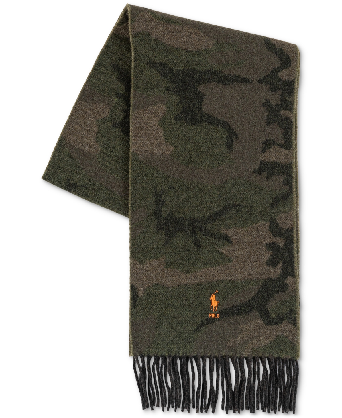 Polo Ralph Lauren Men's Camo Jacquard Scarf In Olive Camo
