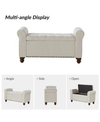 Transitional Carmen 43.7" Wide Storage Bench with Sturdy Wood Legs