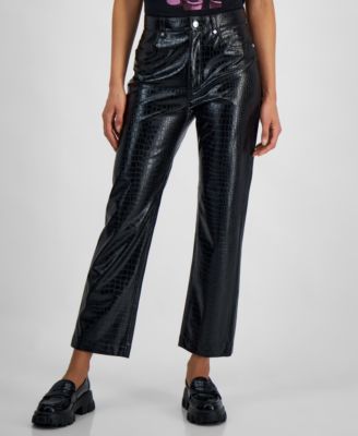 BOSS Orange - Women's Croc-Embossed Faux-Leather Ankle Pants