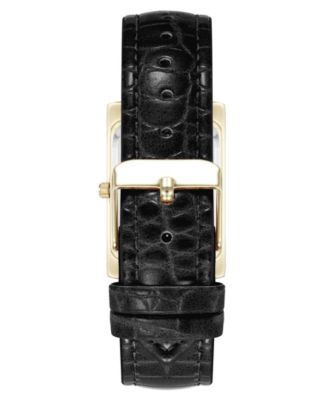Women's Quartz Signature Black Crocograin Leather and Gold-Tone Alloy Metal Watch, 25mm