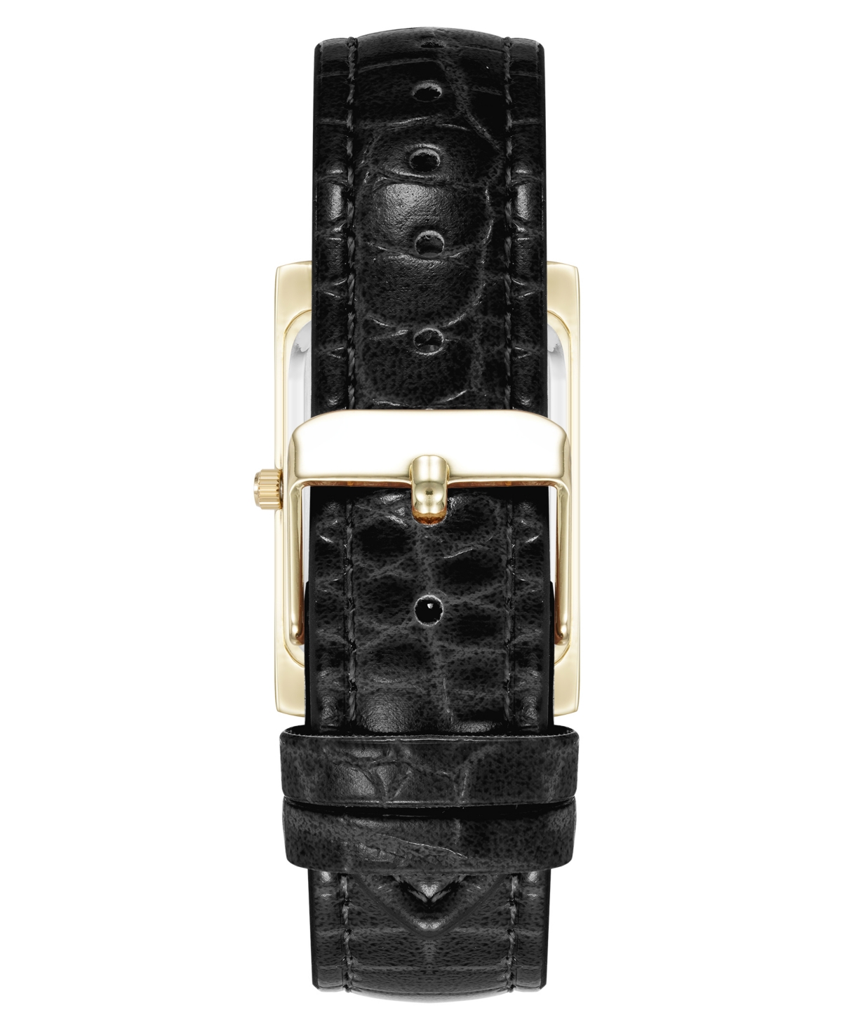 Shop Anne Klein Women's Quartz Signature Black Crocograin Leather And Gold-tone Alloy Metal Watch, 25mm In Black,gold-tone