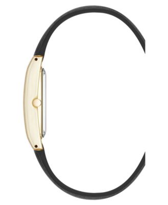 Women's Quartz Signature Black Crocograin Leather and Gold-Tone Alloy Metal Watch, 25mm