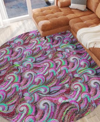 Seabreeze Washable SZ14 8'x8' Round Area Rug