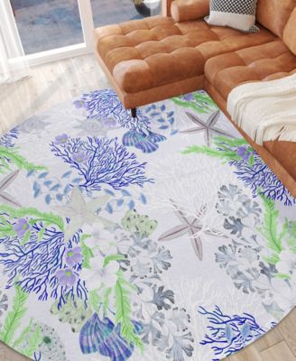 Seabreeze Washable SZ1 8'x8' Round Area Rug