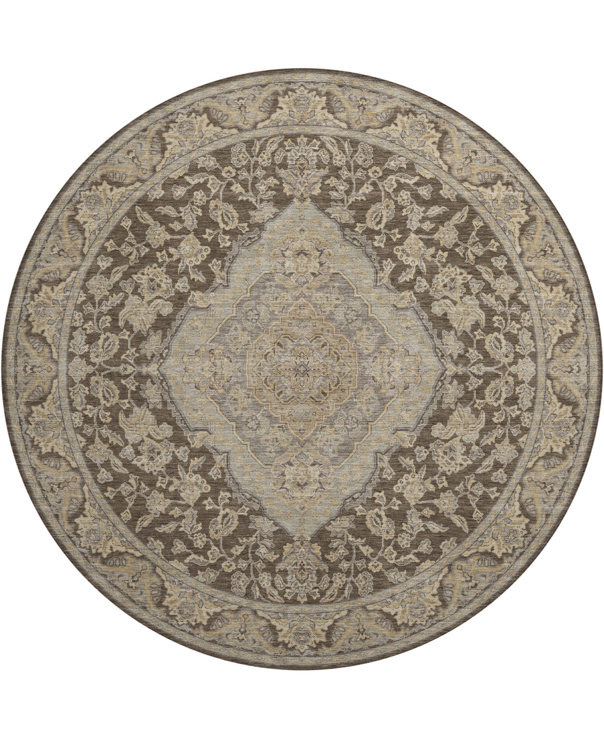 Dalyn Hatay Washable Hy3 8'x8' Round Area Rug In Chocolate