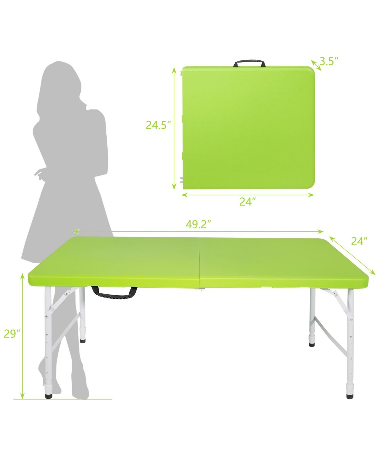 Slickblue 4ft Portable Folding Table for Indoor and Outdoor Use, Lightweight and Easy to Store