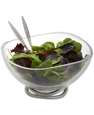 Braid Glass Salad Bowl & Servers